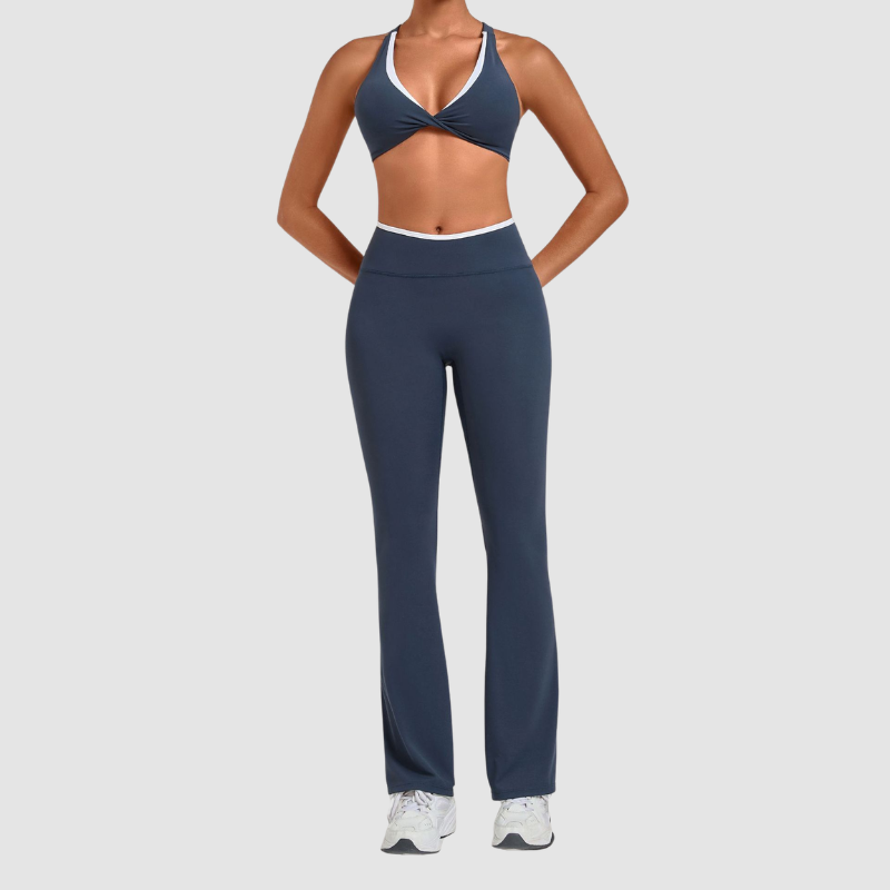 Wholesale Colorblock Yoga Set Sports Bra & Flare Pants – Naked Feel Activewear