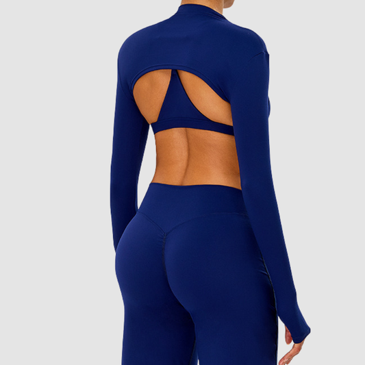 Wholesale Naked-Feel Half-High Collar Long-Sleeve Yoga Shrug – Cutout Sports Cardigan Coverup