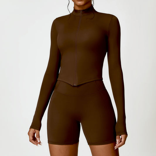 Wholesale Winter quick-drying long-sleeved yoga zipper | Wonderxfans bulk activewear