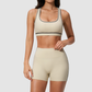 Wholesale Women's Seamless Seam-Detail Sports Bra + High-Waist Shorts Set – Butt-Lifting Yoga Gym Activewear