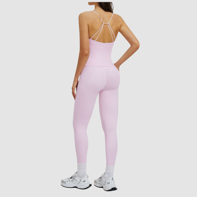 Wholesale thin-strap sports tank top + leggings 2-piece set
