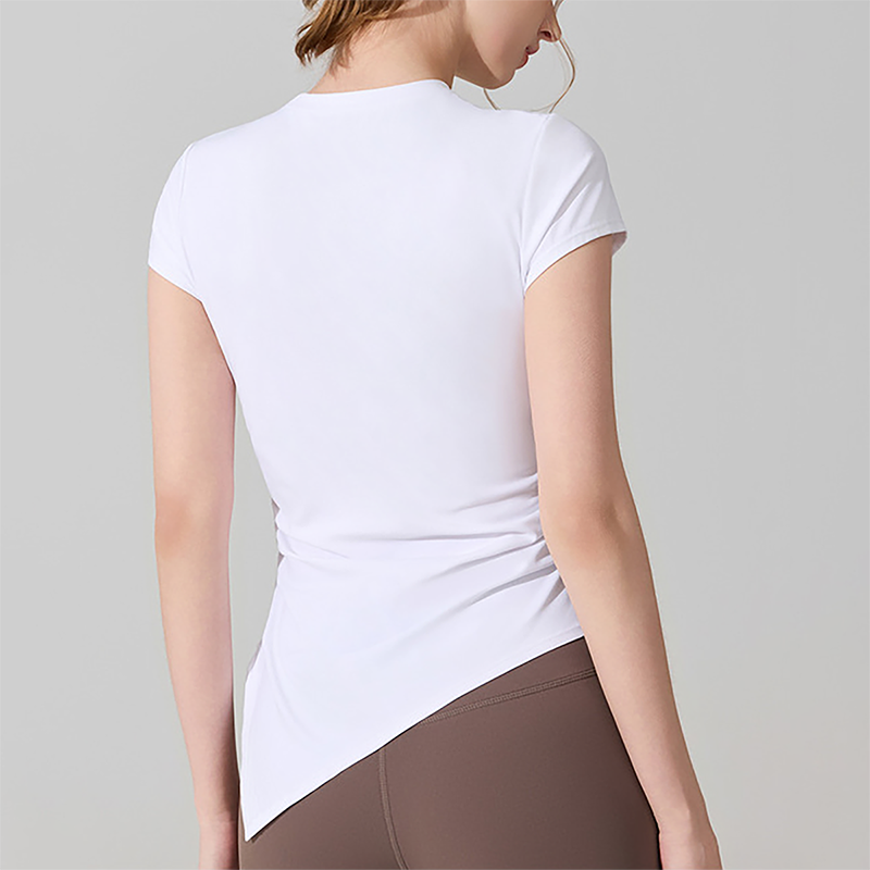 Wholesale Naked-Feel Slit-Hem Short Sleeve Yoga T-Shirt – Slim Fit Sports Top