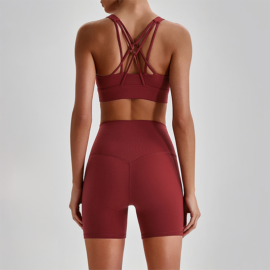Wholesale Women's Quick-Dry Naked Feel Vest+Fitted Biker Shorts Yoga Set