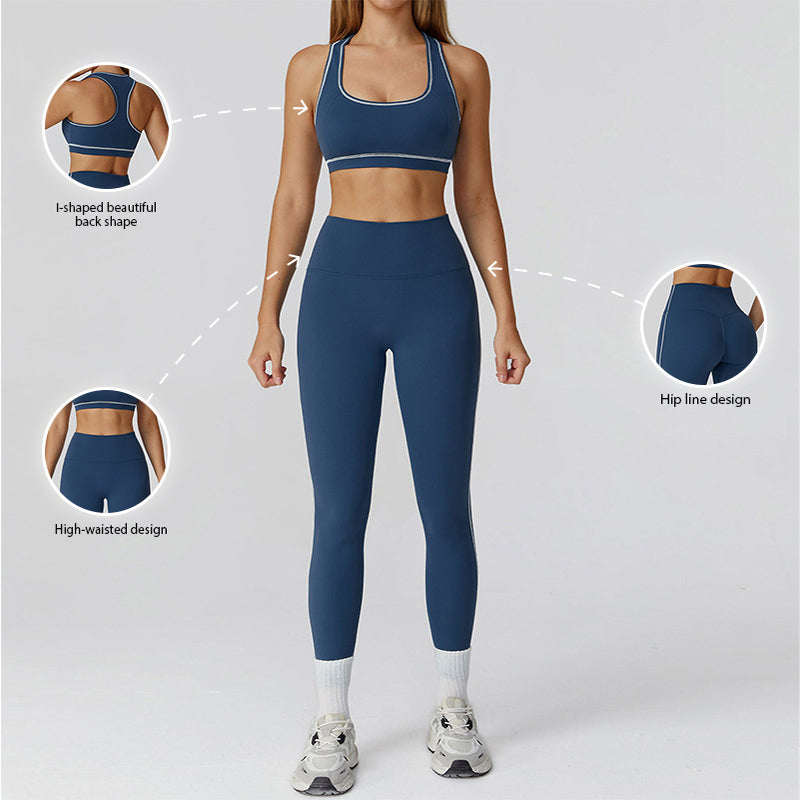 Racerback Sports Bra + Leggings de cintura alta set de 2 piezas
