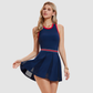 Wholesale Women's Open-Back Color-Block Sleeveless Tennis Dress – Anti-Exposure Sporty Dress