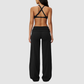 Wholesale Seam-Detail Sports Bra & Fold-up High-Waist Flare Leggings Set