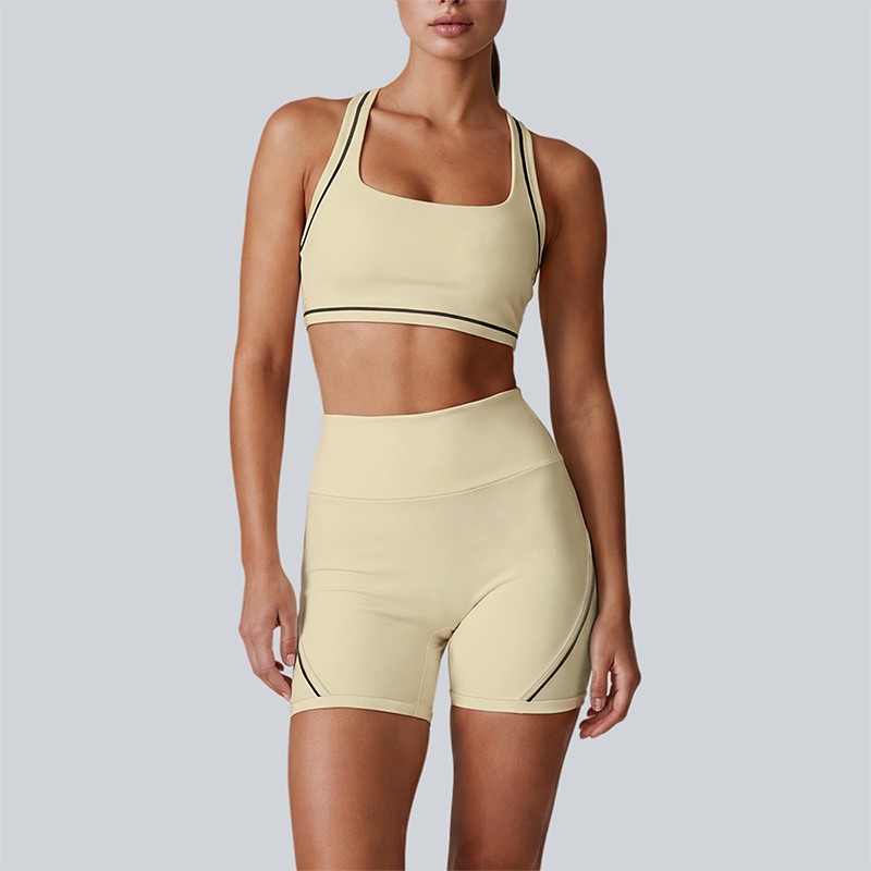 Wholesale Color-Block Quick-Dry Naked Feel Vest+Fitted Biker Short set (Pre-sale)