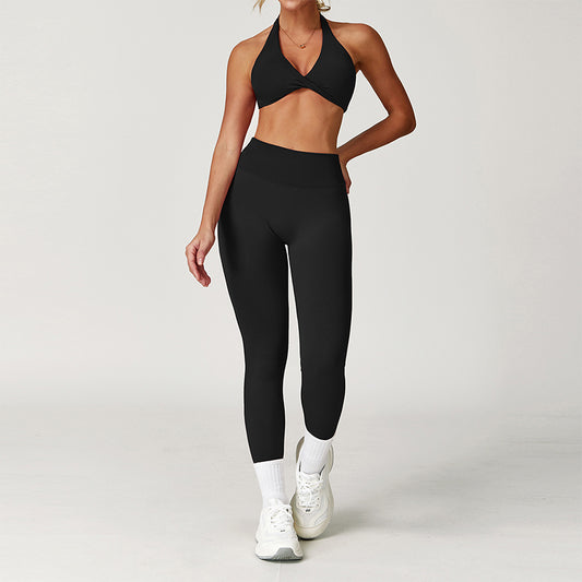 Halter sports Bra + High waist legging 2-piece set