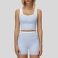 Two-piece contrasting sports tank top+sports shorts 2-piece set