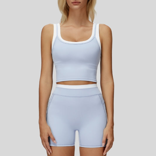 Wholesale Two-piece contrasting sports tank top+sports | Wonderxfans bulk activewear
