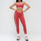Women's Contrasting Color Wide Strap Sports Bra + leggings 2-Piece Set
