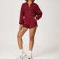 LOOSE HOODED AND FULL ZIPPER SWEATSHIRT + DRAWSTRING SHORTS 2 PIECES SET
