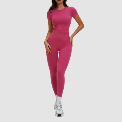 Wholesale solid color short-sleeved T-shirt + leggings