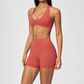 Wholesale Women's Halter Neck Yoga Set – Padded Bra & High-Waist Shorts Activewear