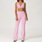 Triangle Cup Sports Bra + Flared Leg Pants 2-Piece Set