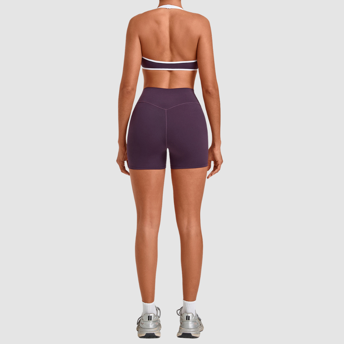 Wholesale Women’s Contrast Sports Bra & High-Waist Biker Shorts Yoga Set