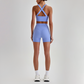Wholesale Cross-Back Sports Bra & High-Waist Biker Shorts Set – Naked-Feel Quick-Dry Yoga 2-Piece