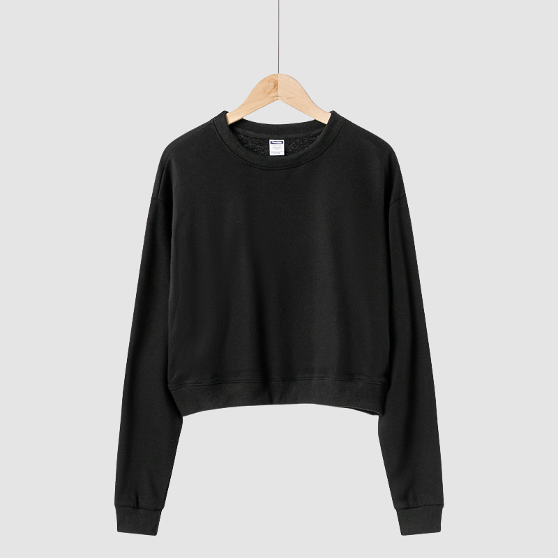 Wholesale solid color cotton short round neck sweatshirt