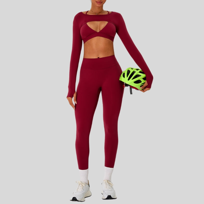 Naked Feel Sports Bra+long sleeve jacket+Legging 3-Piece Set