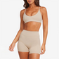 Cross back quick drying sports bra and high waisted shorts set