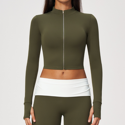 Wholesale Women’s Cropped Stand-Collar Pilates Jacket