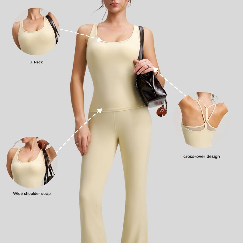 Cross-back strap tank top