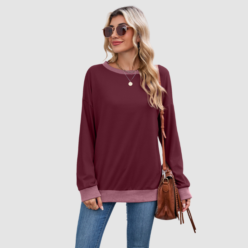 Wholesale Crew Neck Loose Top Long Sleeve Sweatshirt