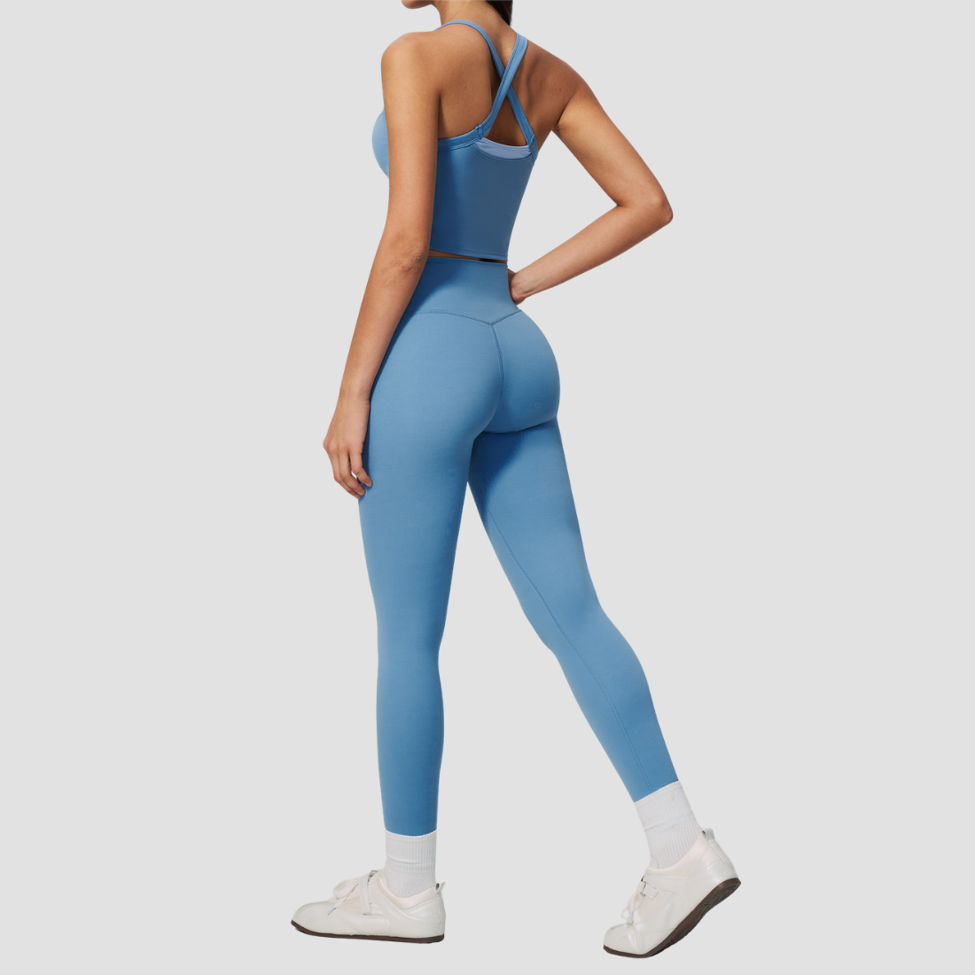 Wholesale Naked-Feel Yoga Set – Cross Back Quick-Dry Fitness Outfit