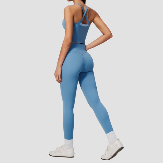 Wholesale Naked-Feel Yoga Set – Cross Back Quick-Dry Fitness Outfit