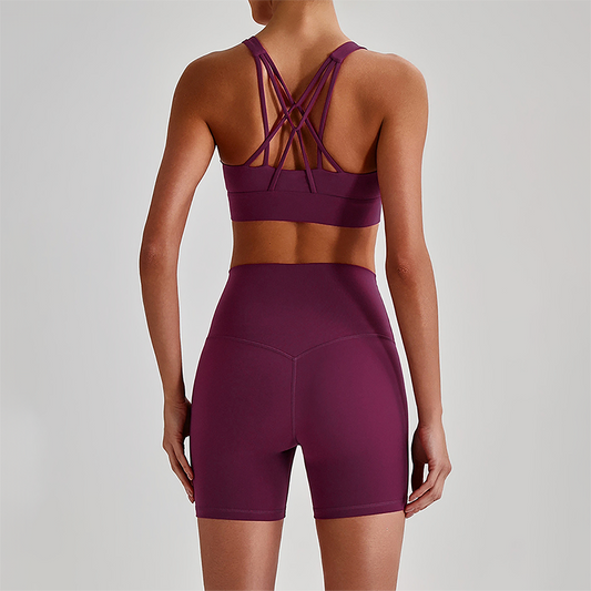 Wholesale Women's Quick-Dry Naked Feel Vest+Fitted Biker Shorts Yoga Set
