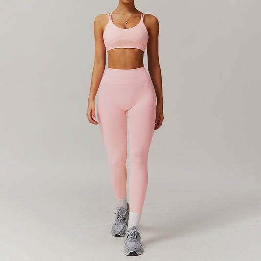 Cross Back Fitness Sports Bra+Leggings de carrera de cadera