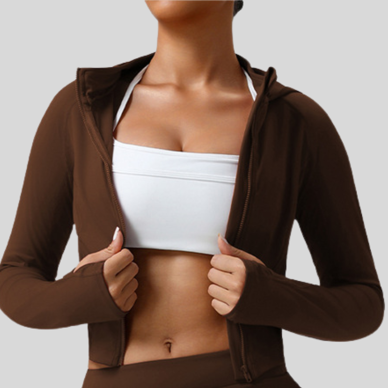 Slim fit cropped long-sleeved yoga jacket
