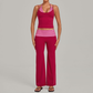 Wholesale Women's Retro Print Yoga Fake Two-Piece Vest+Flared-Leg Pants Set