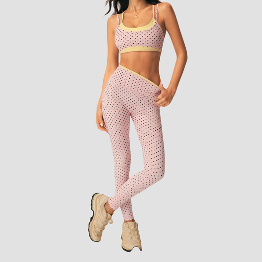 Wholesale Women's Polka Dot Yoga Set – Bra Top & Capri Leggings