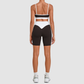 Wholesale Women’s Contrast Strap Sports Bra & High-Waist Biker Shorts Yoga Set