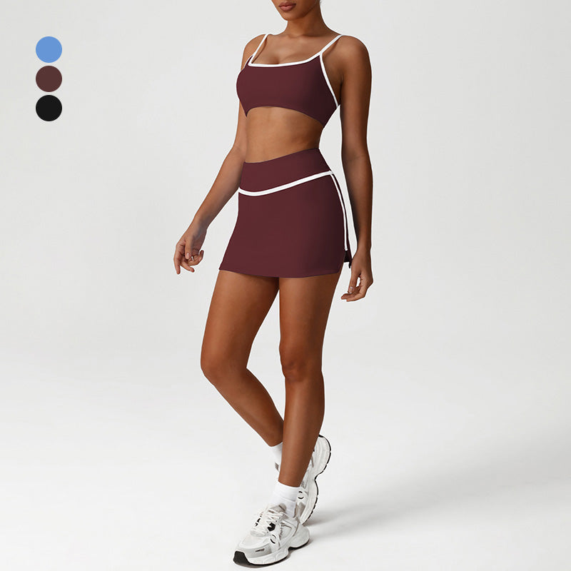 Quick-Drying Built-In Pads Bra + High-Waisted Skirt 2-Piece Set