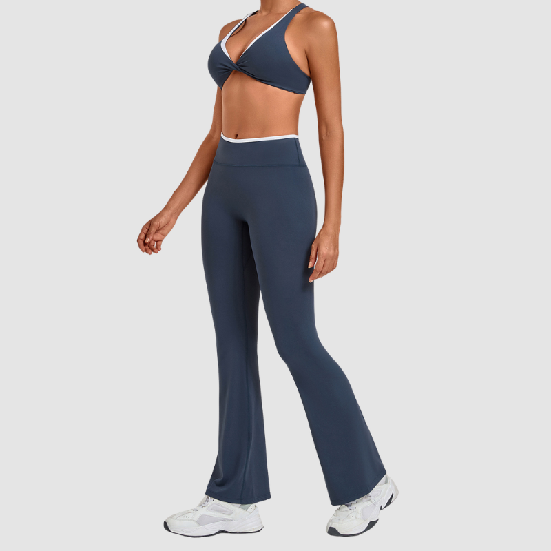 Wholesale Colorblock Yoga Set Sports Bra & Flare Pants – Naked Feel Activewear