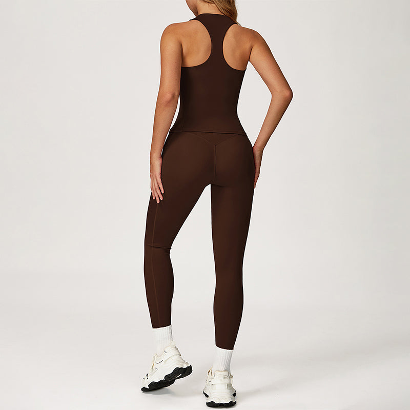 THIN STRAPS TANK TOP + HIGH-WAISTED LEGGINGS 2-PIECE SET