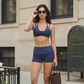 Wholesale Women's Polka Dot & Stripe Yoga Set Halter Neck Sports Bra & Shorts w/ Chest Pad