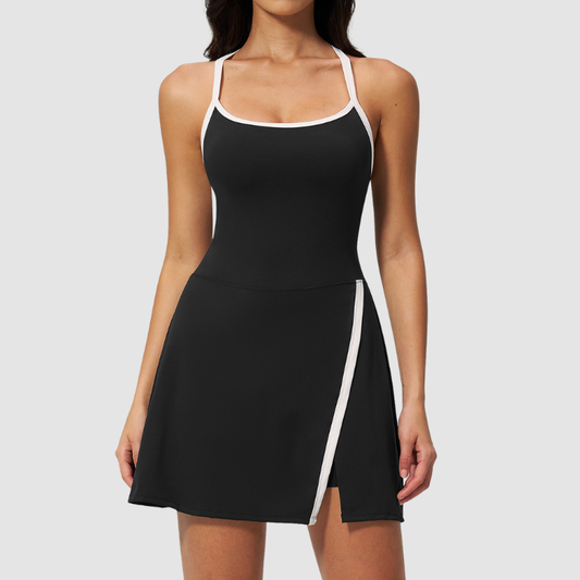Wholesale Women's Open-Back Yoga Dress – Seam-Detail Naked-Feel Sports Fitness Dress