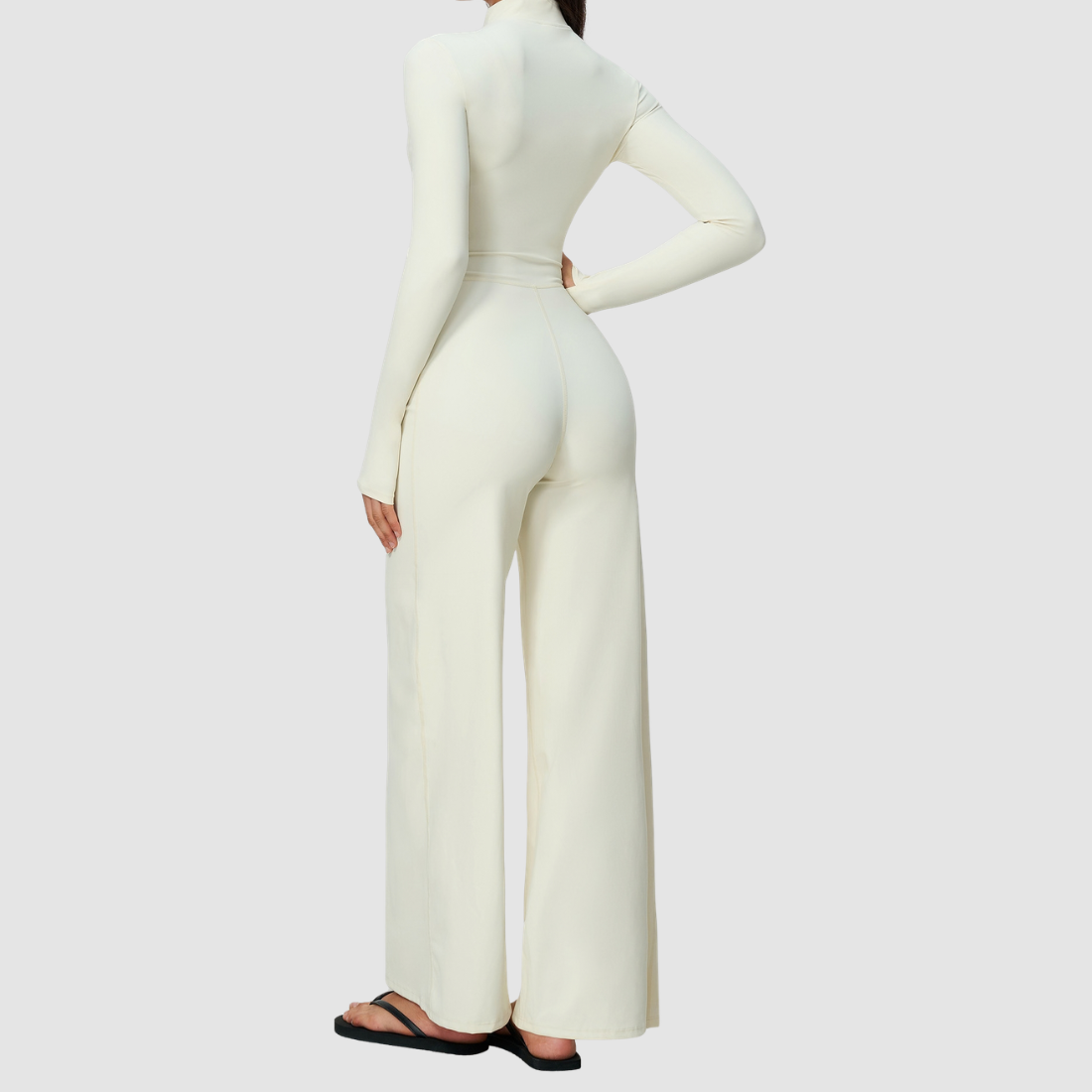 Wholesale Women's Zip-UP Long-Sleeve Wide-leg Yoga Overalls Bodysuit