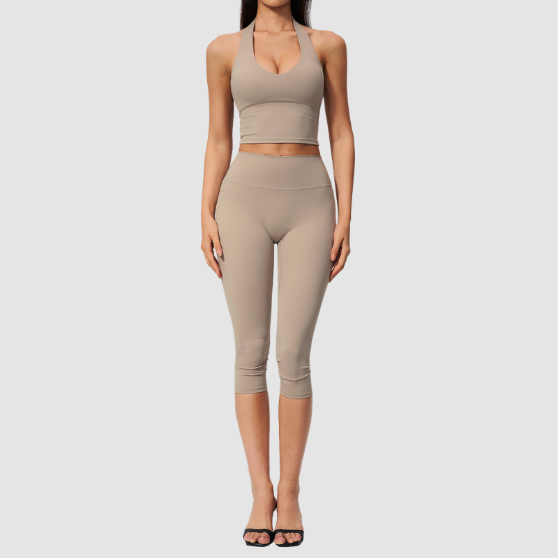 Wholesale Women's Sports Bra and Mid-Length Shorts Set – Brushed Peach-Lift Yoga Set