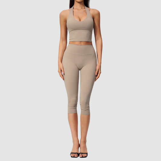 Wholesale Women's Sports Bra and Mid-Length Shorts Set – Brushed Peach-Lift Yoga Set