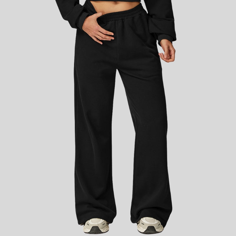 High-waisted wide-leg casual straight-leg pants