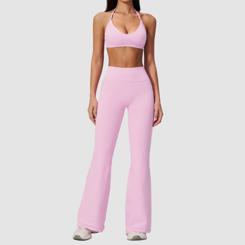 Wholesale Women's Sports Bra & Flare Pants Set – Seamless Yoga Activewear