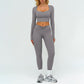 Slim-fitting long-sleeved top + tight-fitting athletic leggings 2-piece set