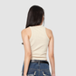 Wholesale Women’s Ruched Washed Tank – Cropped Cotton-Spandex Streetwear Top