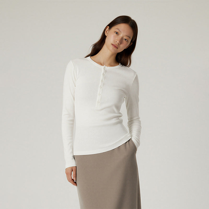Long-sleeved T-shirt with waist slim