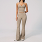 Wholesale Women's Seamless Yoga Set: Strappy Tank Top & Flare Pants – High-Stretch w/ Chest Pad