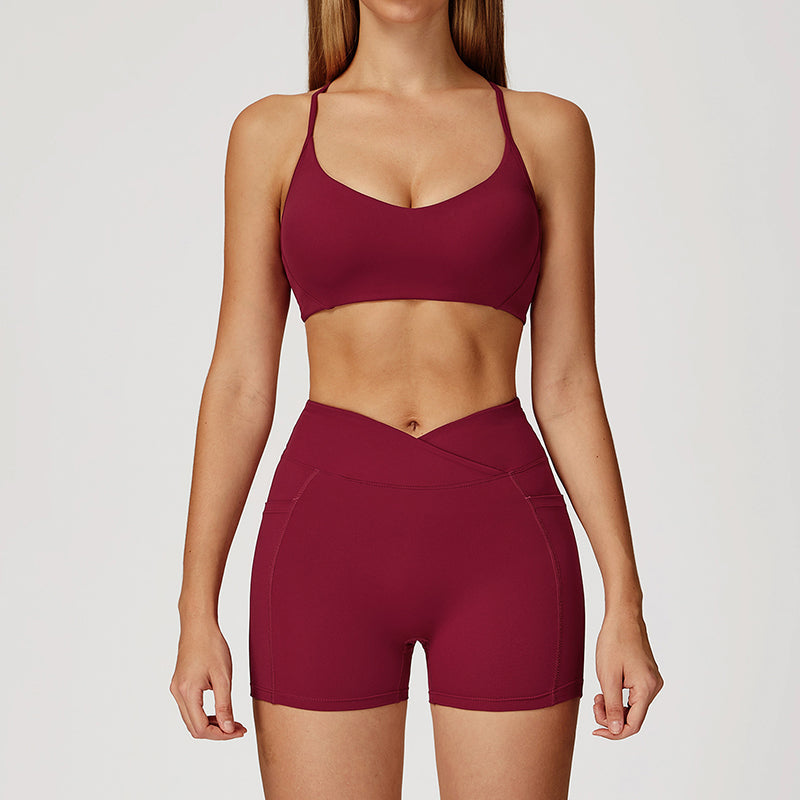 Thin Straps Bra + Butt-Lifting Shorts 2-Piece Set